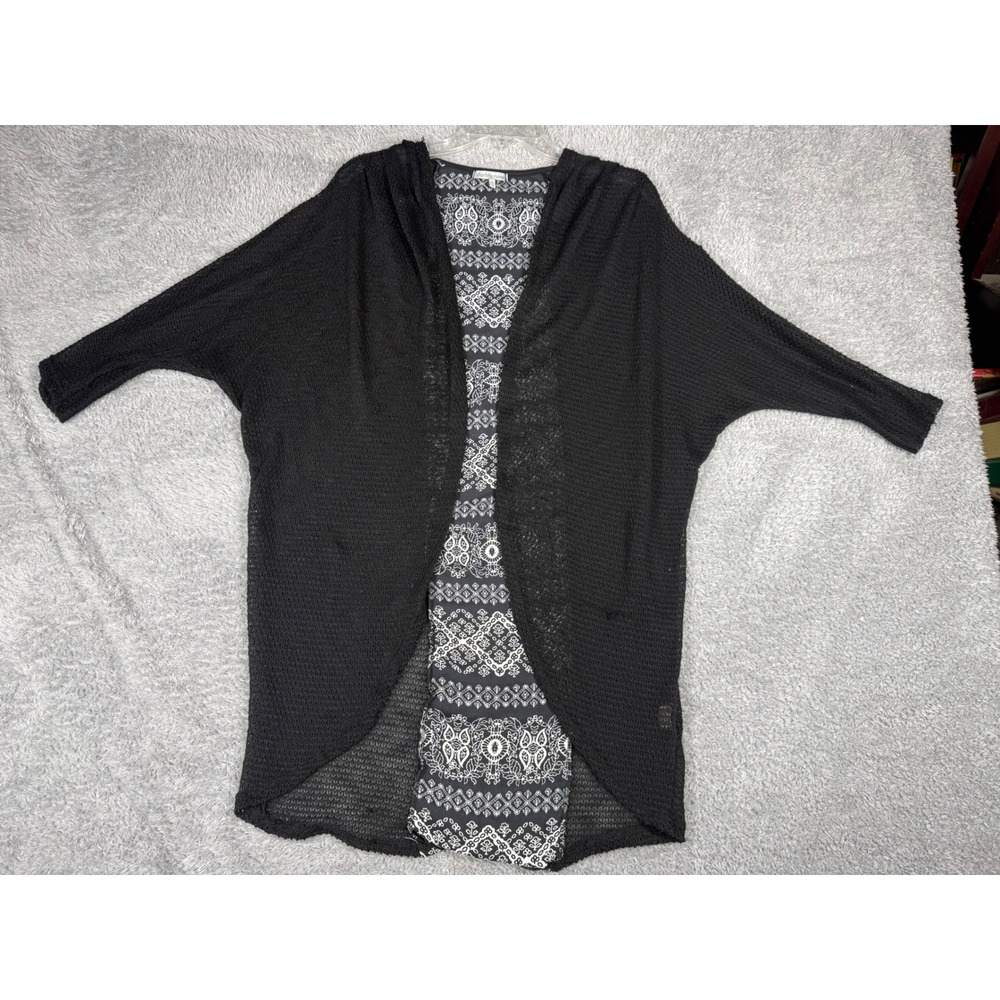 Charlotte Russe Cardigan Womens Medium Black Open Front Dolman Paisley y2k Boho